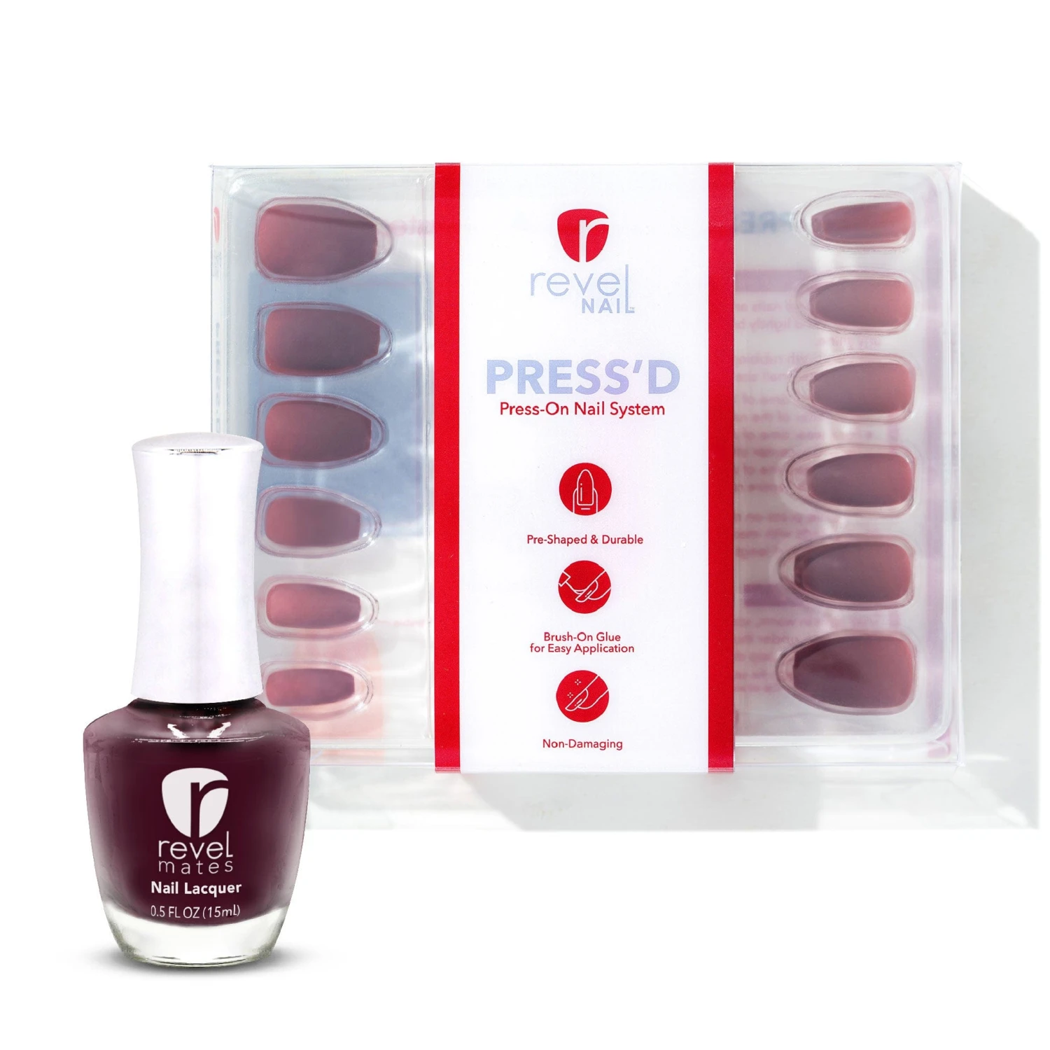 Red Velvet Press-Ons + D252 Roister Polish Bundle 3 Red Velvet Press-Ons + D252 Roister Polish Bundle