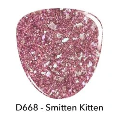 D668 Smitten Kitten Pink Shimmer Dip Powder -Revel Nail Store d668 smitten kitten 34824402239686