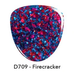 D709 Firecracker Red Blue Glitter Dip Powder -Revel Nail Store dip powder d709 firecracker red blue glitter dip powder 35633293295814