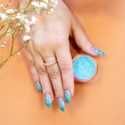D819 Thunder Shower Teal Flake Dip Powder -Revel Nail Store dip powder d819 thunder shower 35703725785286