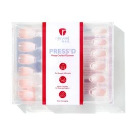 Frosted Tips | Gloss Medium Coffin Press-On Nails -Revel Nail Store press ons frosted tips gloss medium coffin press on nails 35340578422982